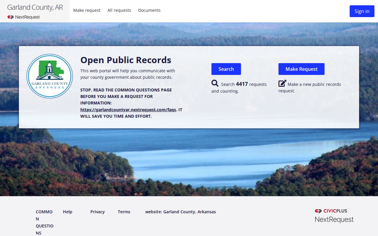 Garland County criminal history NextRequest portal