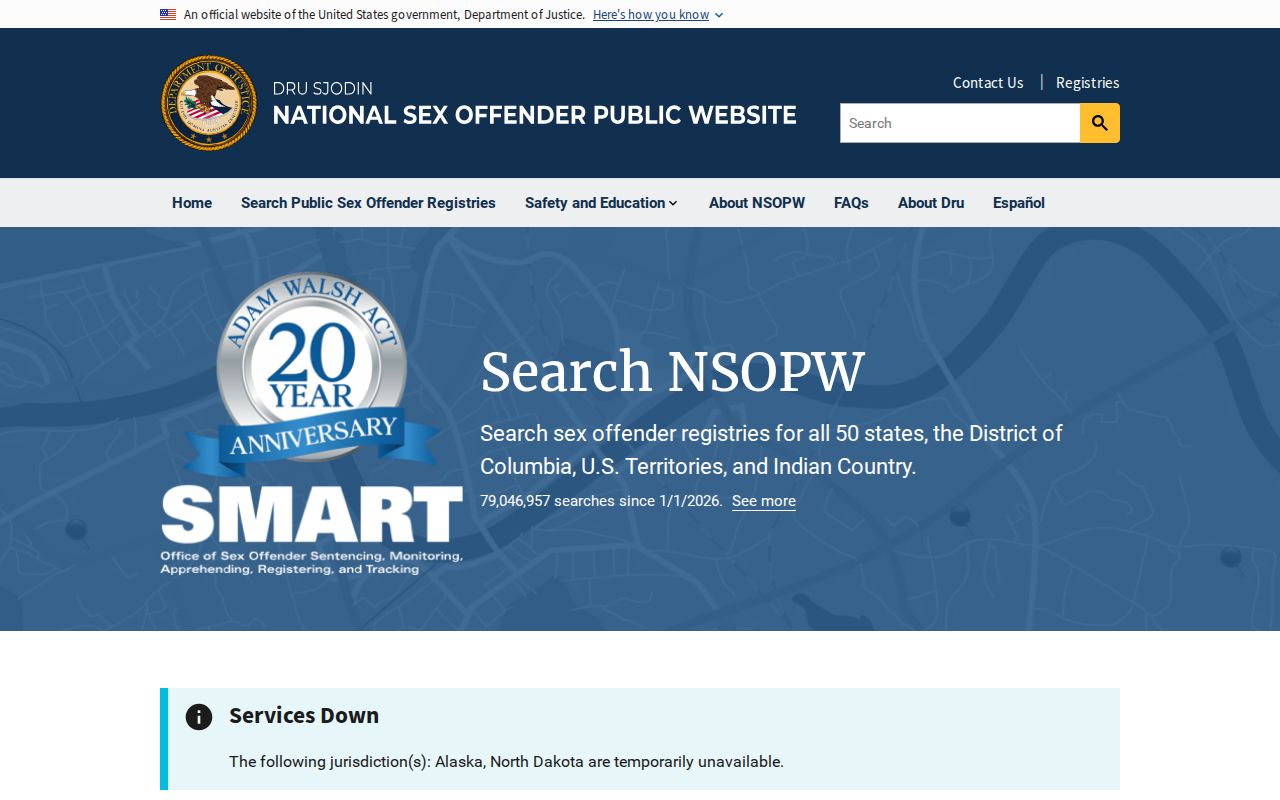 Garland County sex offender search NSOPW page