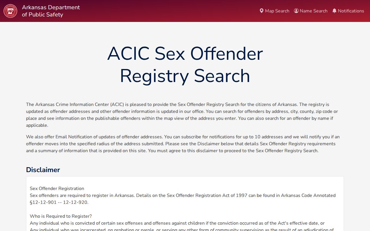 Garland County sex offender search Arkansas registry