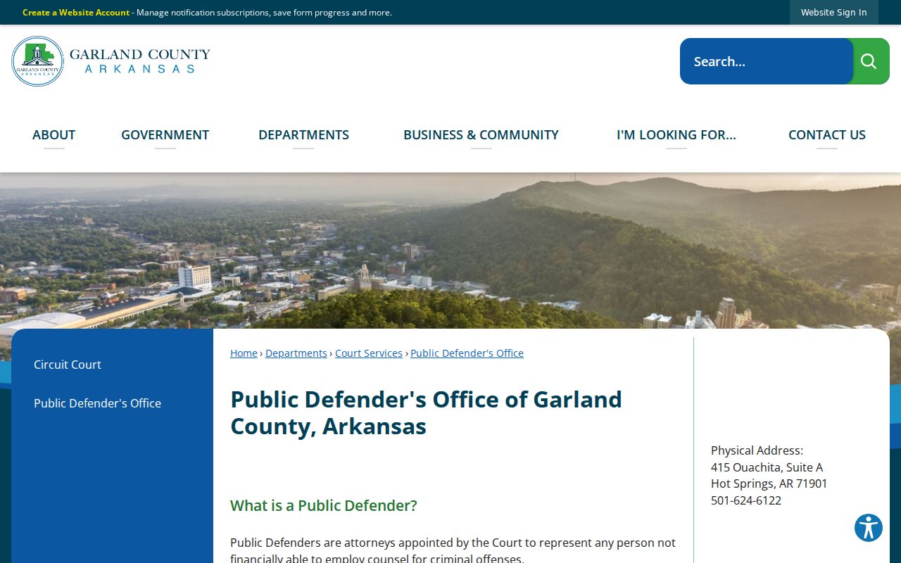 Hot Springs criminal records public defender office page